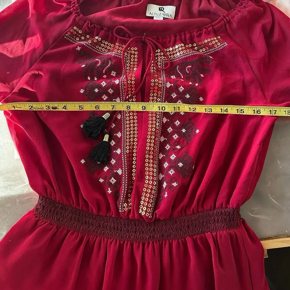 Altuzarra for Target red embroidered sequin peasant dress size 2 - Picture 5 of 5